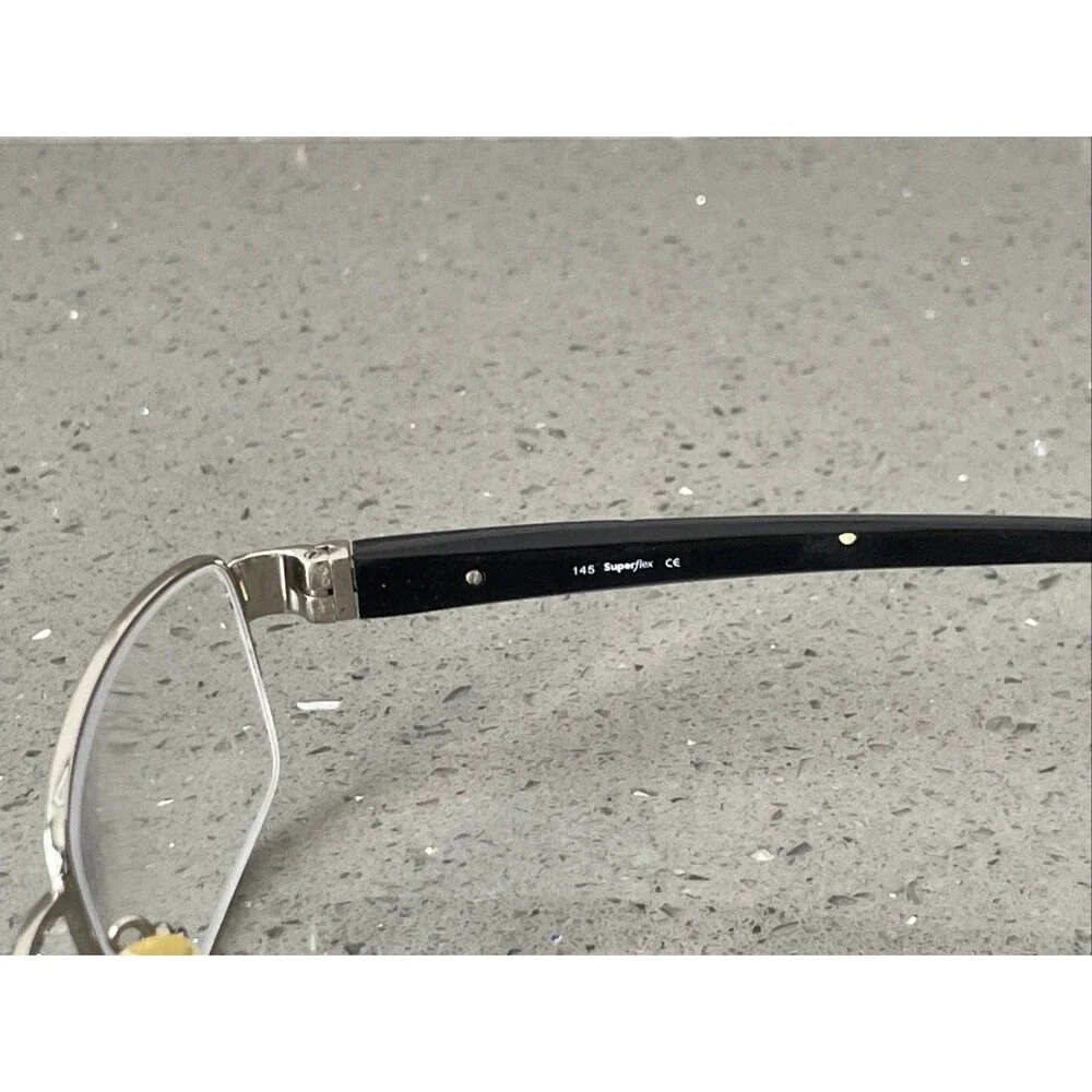 Superflex 377 c.1 54-19-145 Black Half Rim Eyeglasses Frames ONLY Silver